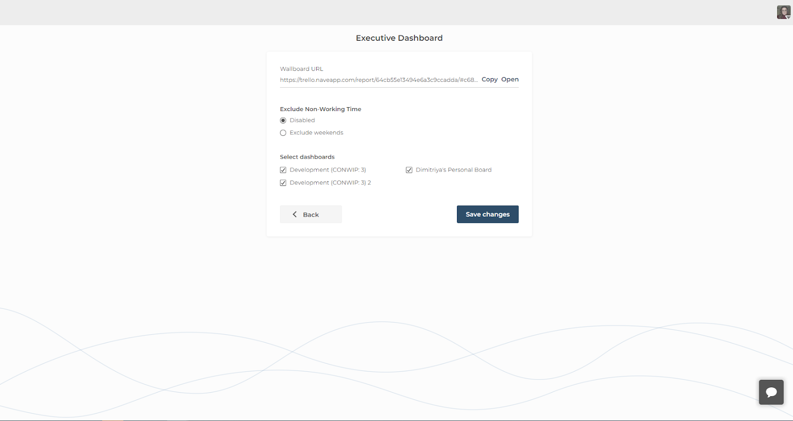 executive dashboard release configure
